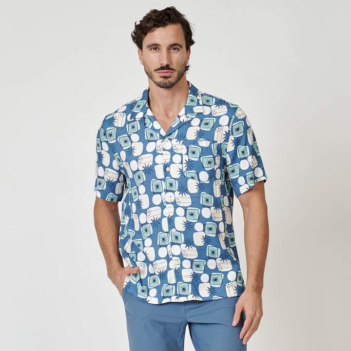 Camisa Manga Corta Full Print Retro Geo