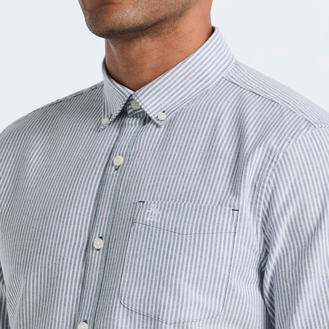 Camisa Manga Larga De Algodón Oxford A Rayas