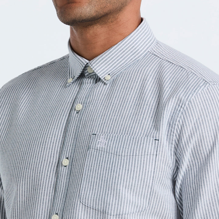 Camisa Manga Larga De Algodón Oxford A Rayas