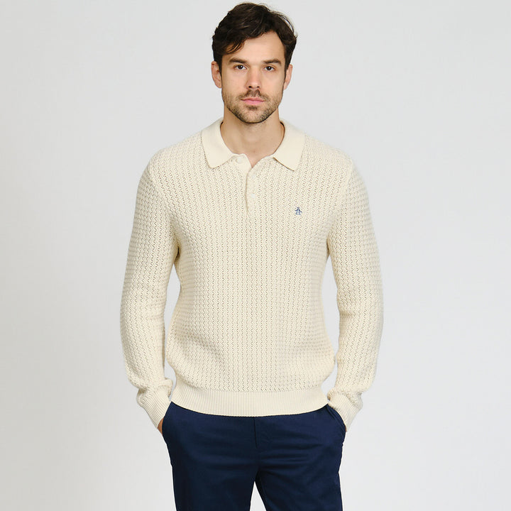 Polo De Manga Larga Con Puntada Zigzag