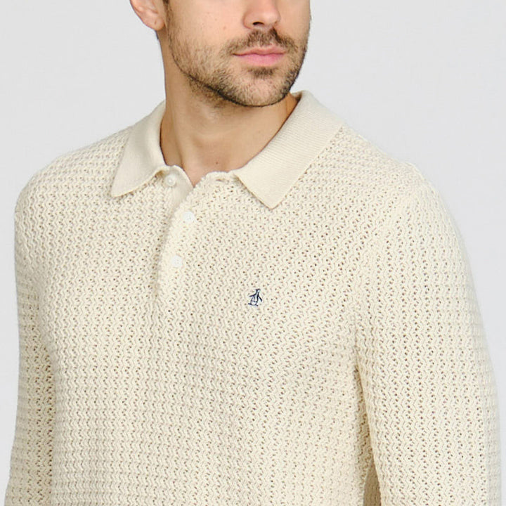Polo De Manga Larga Con Puntada Zigzag