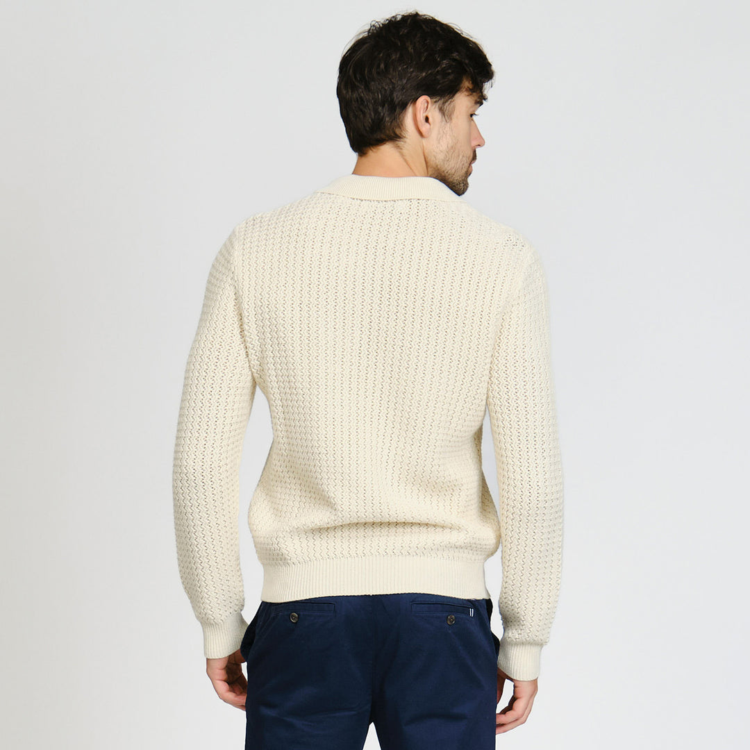 Polo De Manga Larga Con Puntada Zigzag