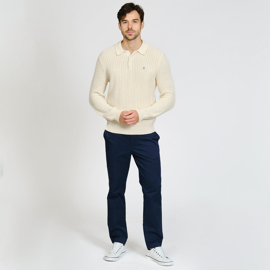 Polo De Manga Larga Con Puntada Zigzag