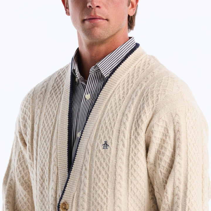 Cardigan De Algodón Con Punto Trenzado