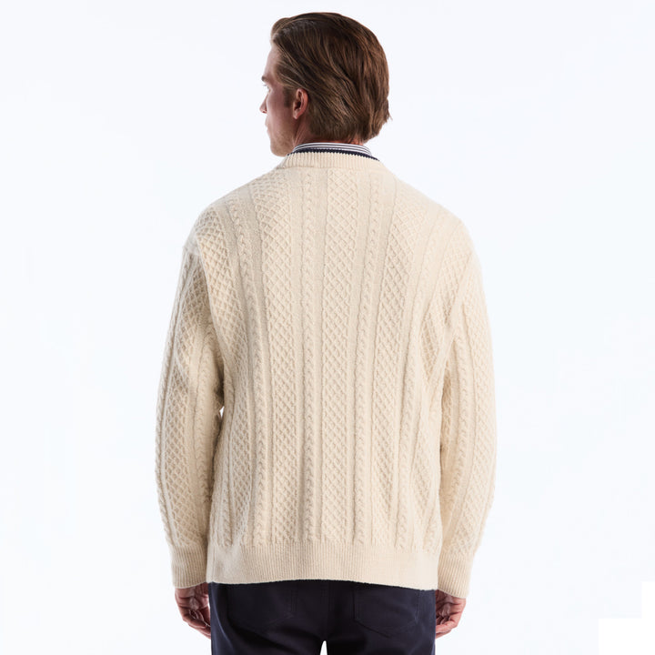 Cardigan De Algodón Con Punto Trenzado