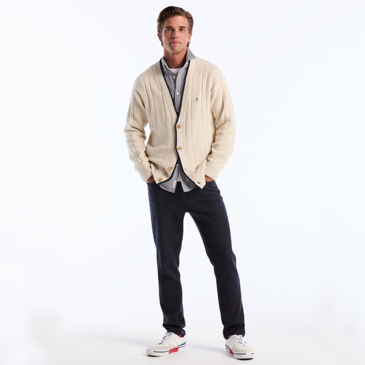 Cardigan De Algodón Con Punto Trenzado