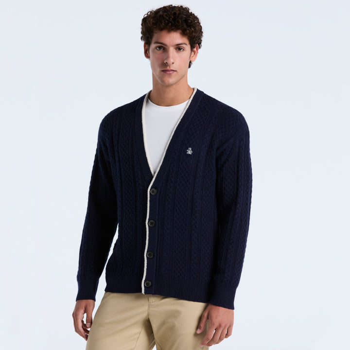 Cardigan De Algodón Con Punto Trenzado