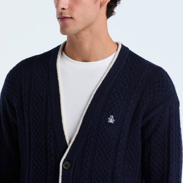 Cardigan De Algodón Con Punto Trenzado