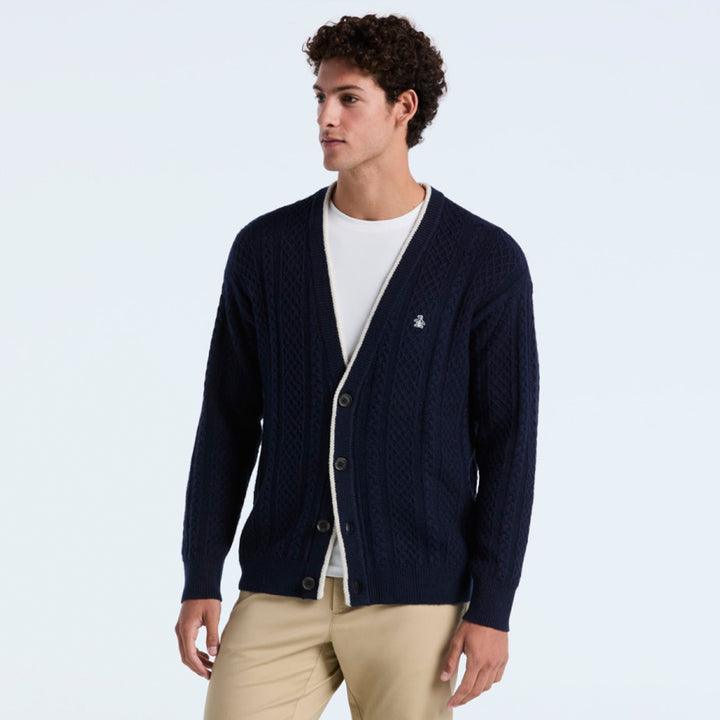 Cardigan De Algodón Con Punto Trenzado