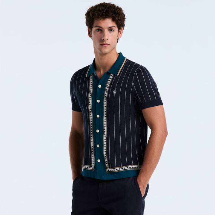 Camisa De Manga Larga De Algodón Con Jaquard A Rayas