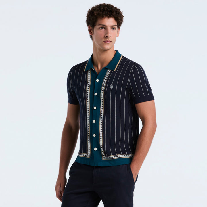 Camisa De Manga Larga De Algodón Con Jaquard A Rayas