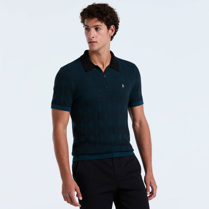 Polo De Algodón Con Jaquard Novelty Y Cierre 1/4