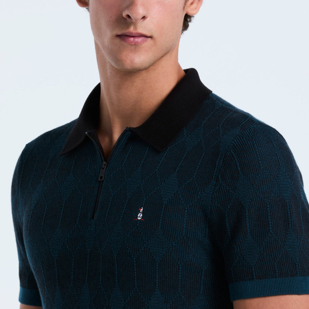 Polo De Algodón Con Jaquard Novelty Y Cierre 1/4