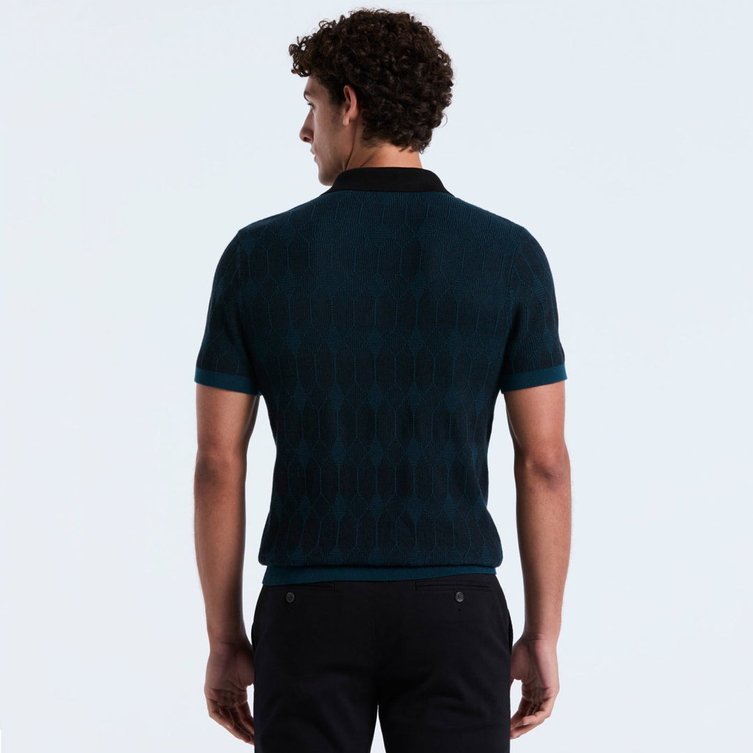 Polo De Algodón Con Jaquard Novelty Y Cierre 1/4