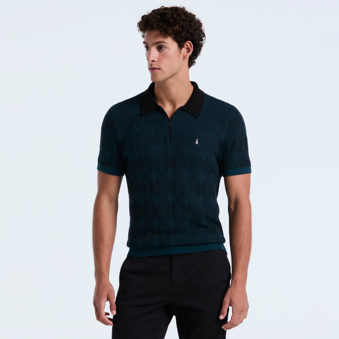 Polo De Algodón Con Jaquard Novelty Y Cierre 1/4