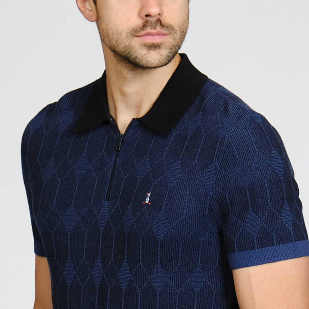 Polo De Algodón Con Jaquard Novelty Y Cierre 1/4