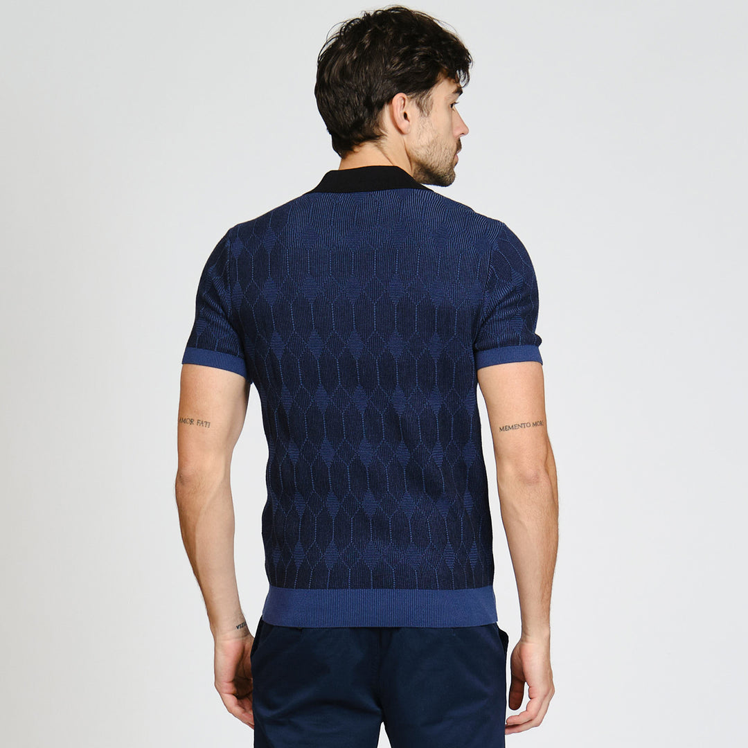 Polo De Algodón Con Jaquard Novelty Y Cierre 1/4