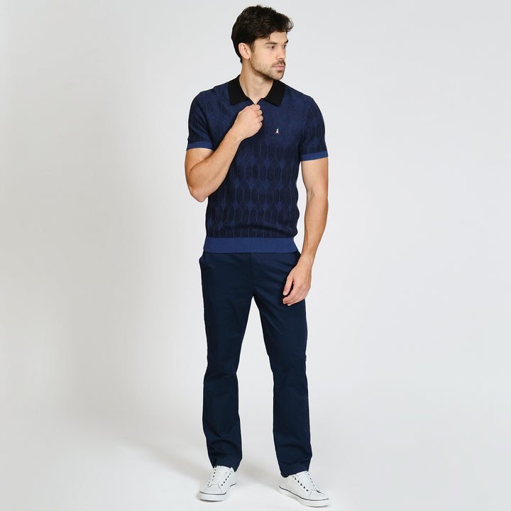 Polo De Algodón Con Jaquard Novelty Y Cierre 1/4
