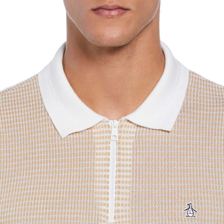 Polo Con Jacquard Y Cierre 1/4