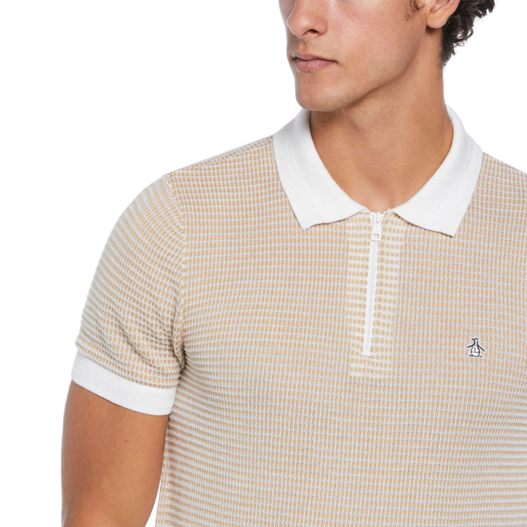 Polo Con Jacquard Y Cierre 1/4