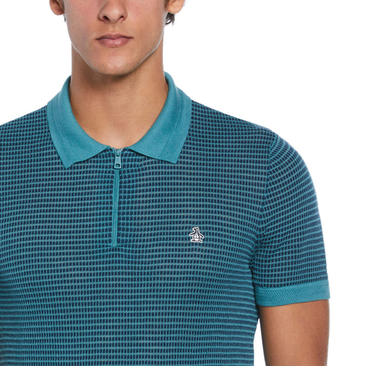 Polo Con Jacquard Y Cierre 1/4