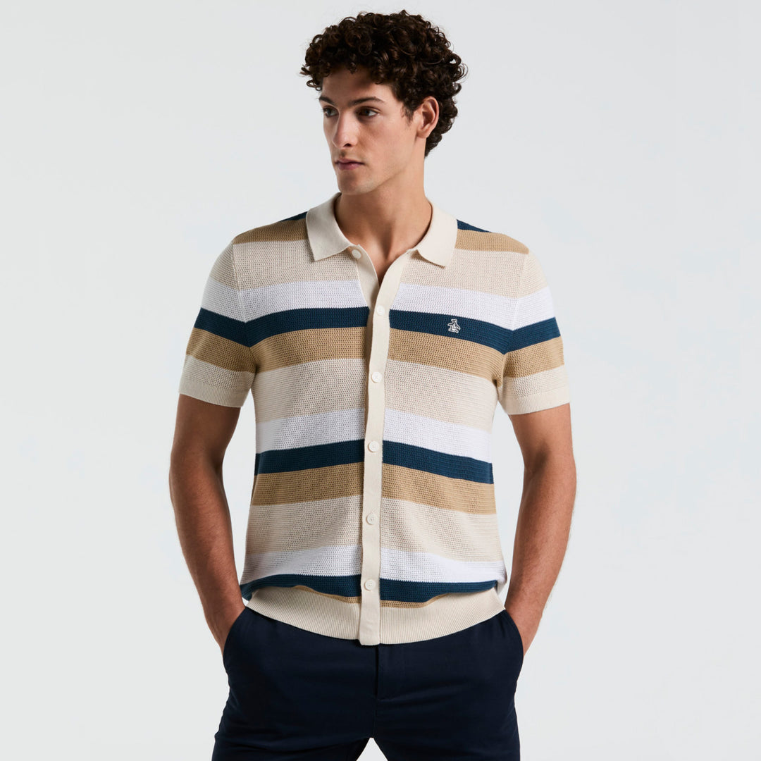 Camisa Tipo Sueter En Franjas Neutrales - Original Penguin México