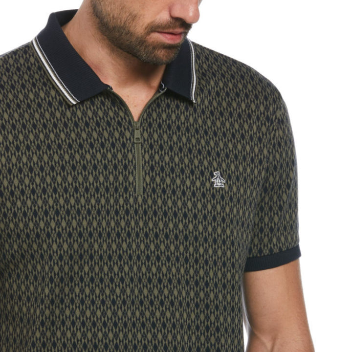 Polo Con Jacquard Y Cierre 1/4