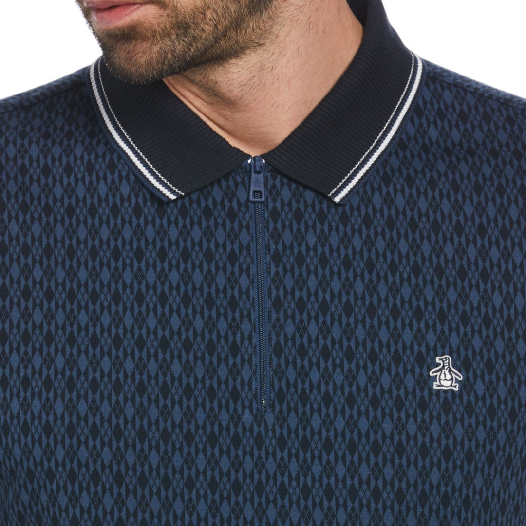 Polo Con Jacquard Y Cierre 1/4