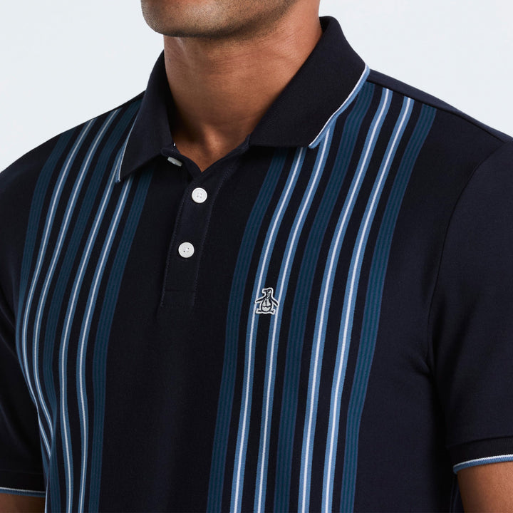 Polo De Algodón Interlock Con Franja Vertical