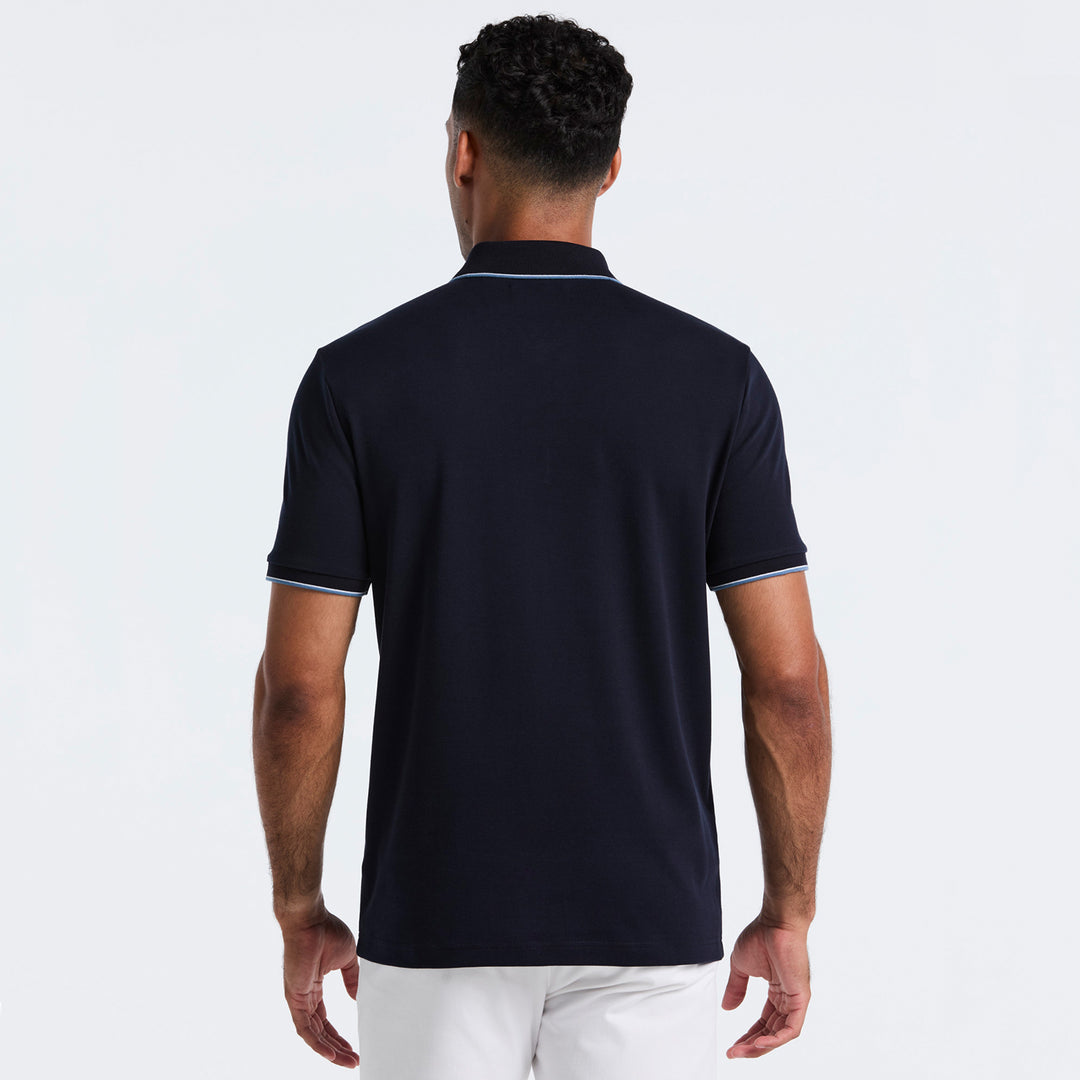 Polo De Algodón Interlock Con Franja Vertical