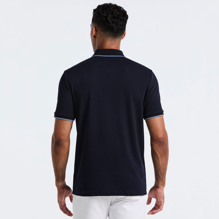 Polo De Algodón Interlock Con Franja Vertical