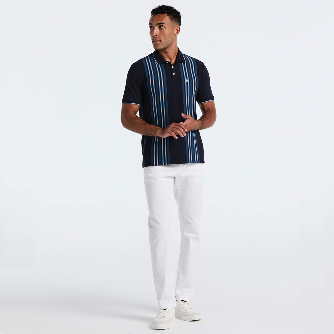 Polo De Algodón Interlock Con Franja Vertical