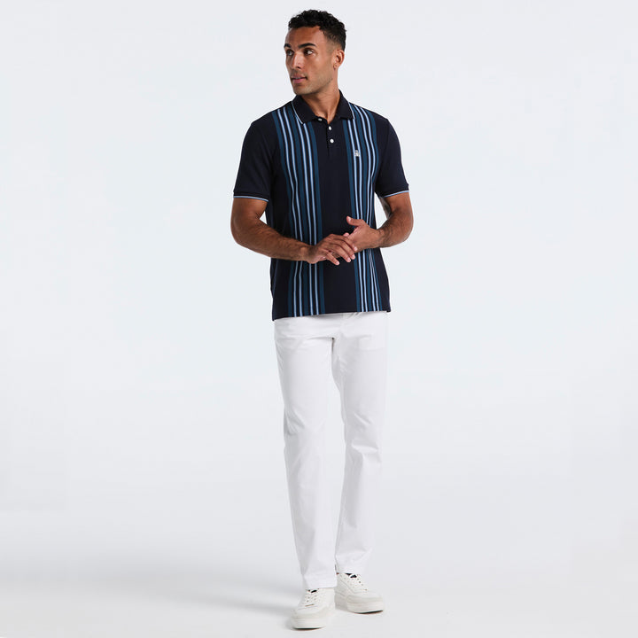 Polo De Algodón Interlock Con Franja Vertical