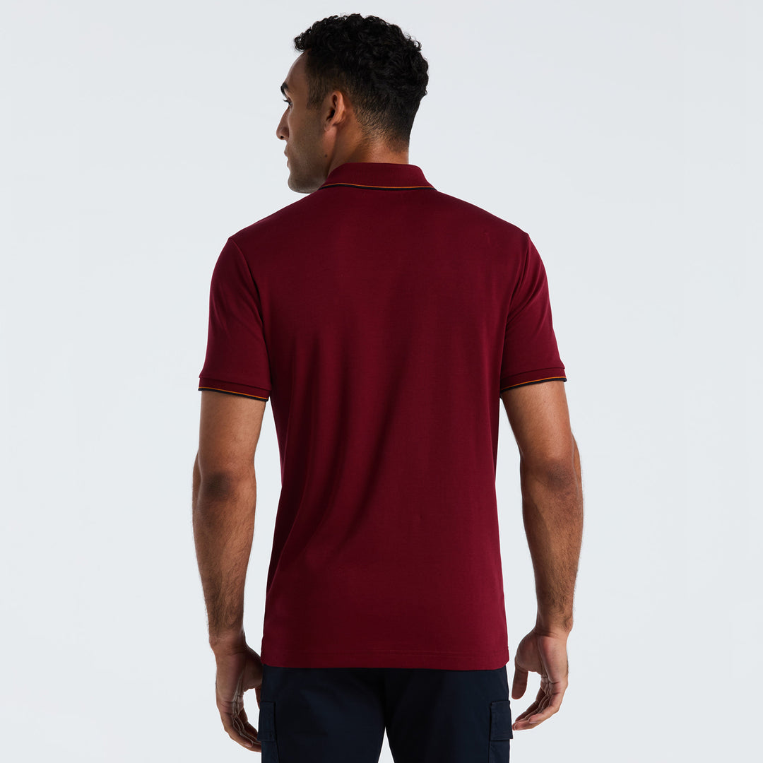 Polo De Algodón Interlock Con Franja Vertical