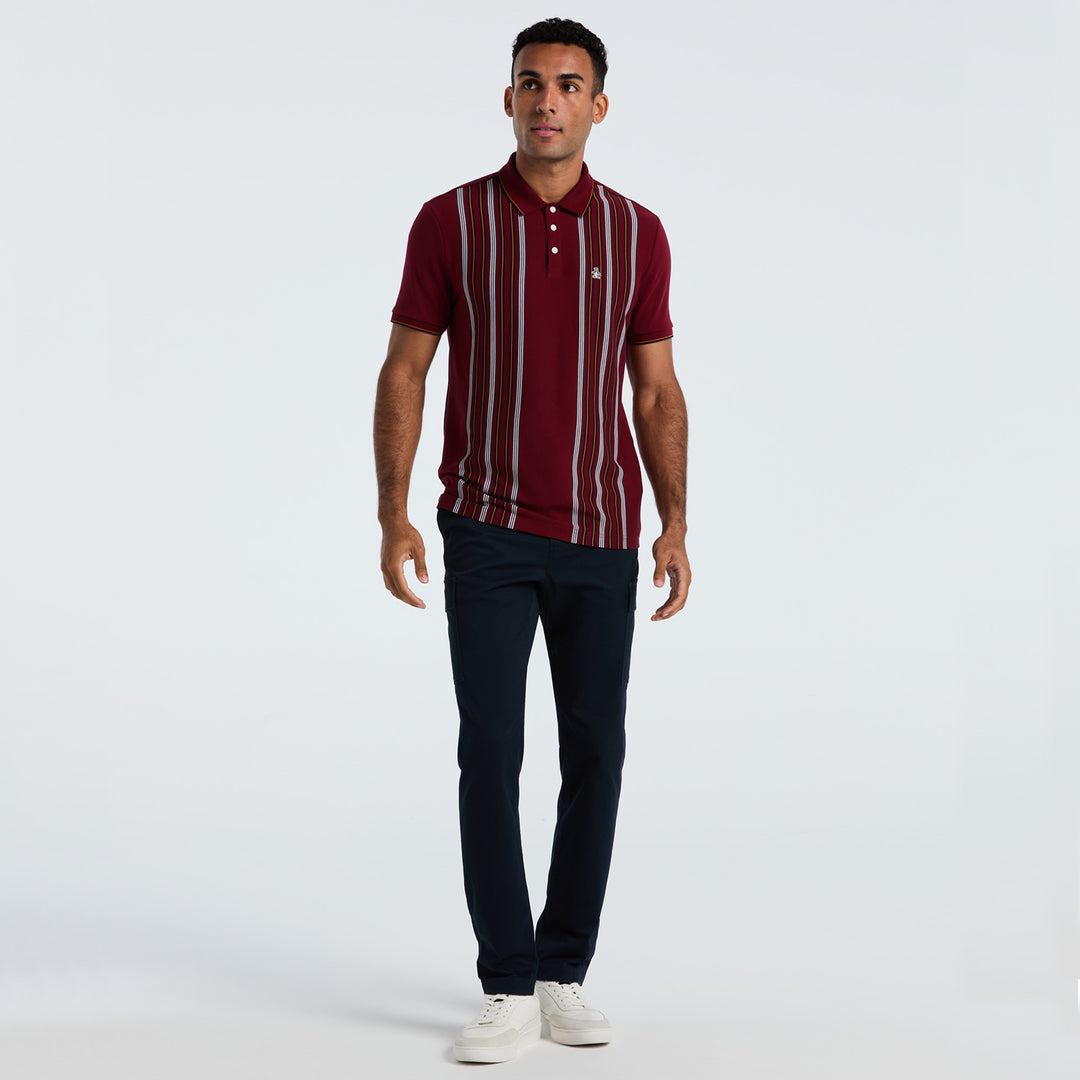 Polo De Algodón Interlock Con Franja Vertical