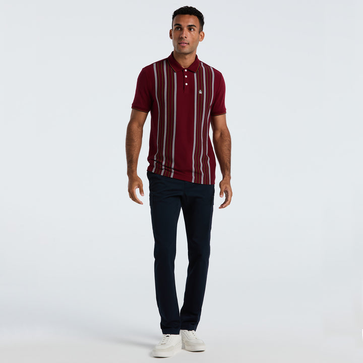 Polo De Algodón Interlock Con Franja Vertical