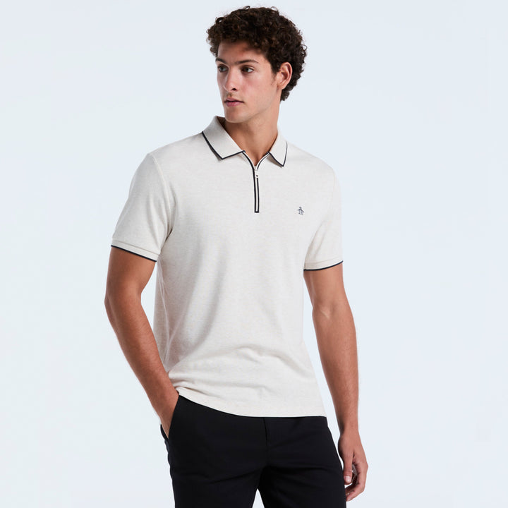 Polo De Algodón Orgánico Interlock Con Cierre 1/4