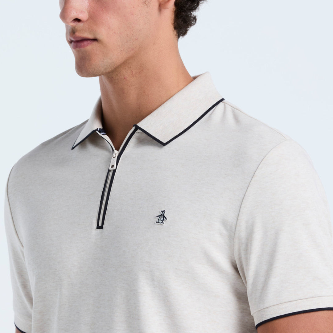 Polo De Algodón Orgánico Interlock Con Cierre 1/4