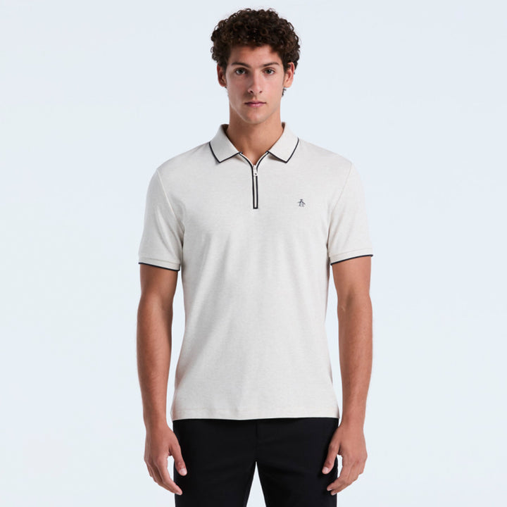 Polo De Algodón Orgánico Interlock Con Cierre 1/4