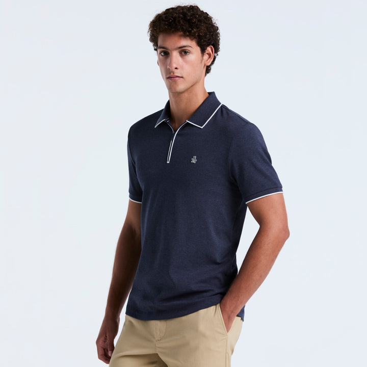 Polo De Algodón Orgánico Interlock Con Cierre 1/4