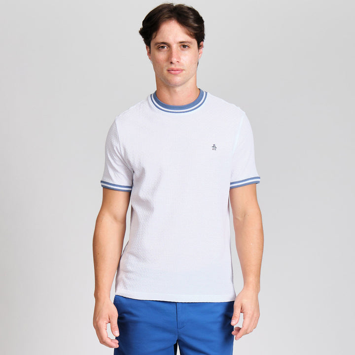 Playera Con Textura Y Rayado Cruzado