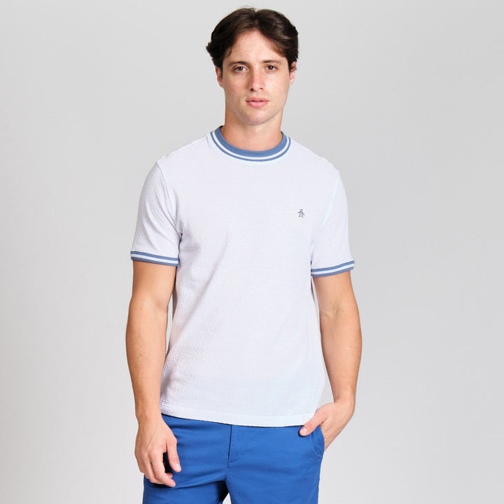 Playera Con Textura Y Rayado Cruzado