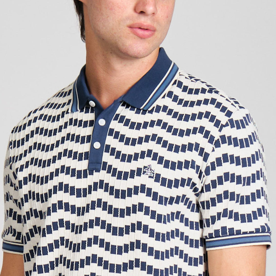 Polo De Algodón Con Jacquard Texturizado En zigzag