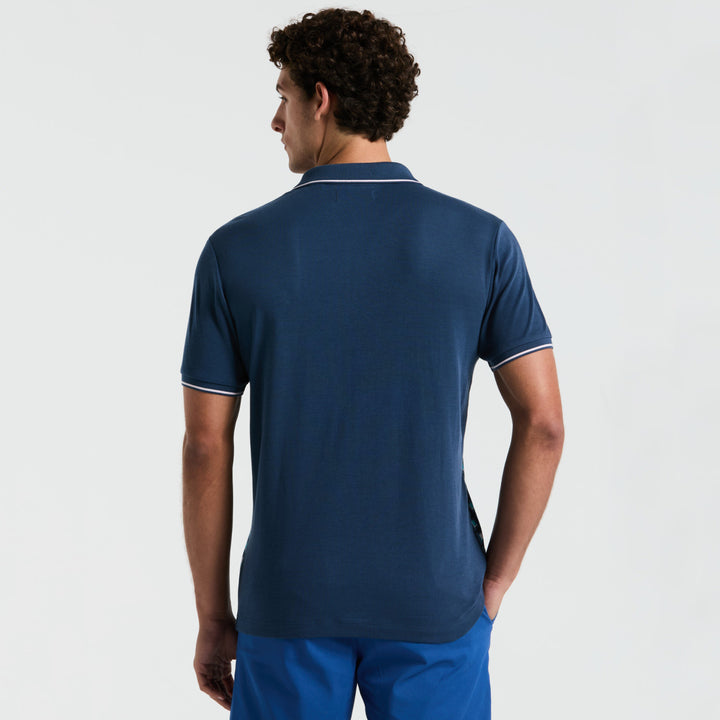 Polo De Algodón Con Jacquard Frontal Y Cierre 1/4