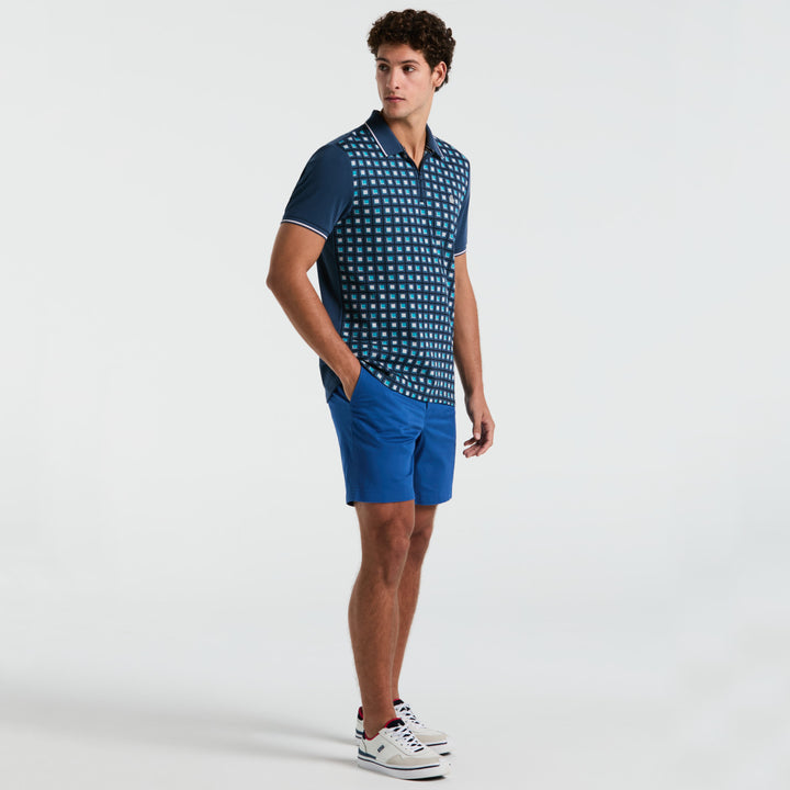 Polo De Algodón Con Jacquard Frontal Y Cierre 1/4