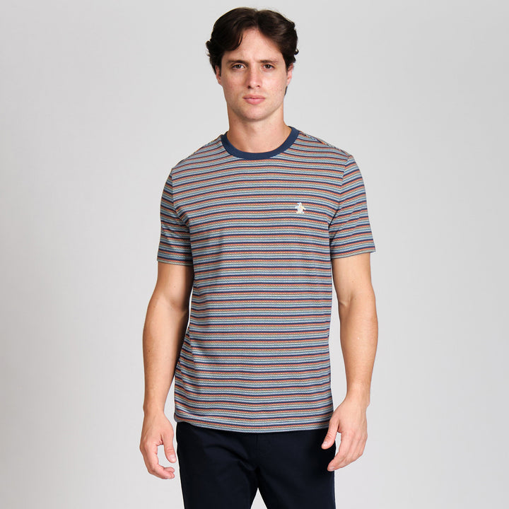 Playera De Algodón Con Jacquard En Lineas