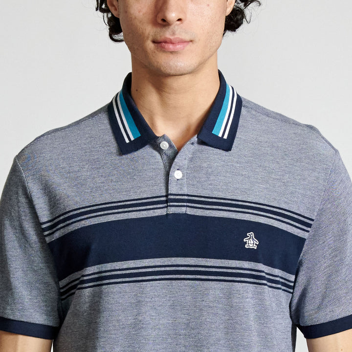 Polo Birdseye Con Franja En Pecho - Original Penguin México