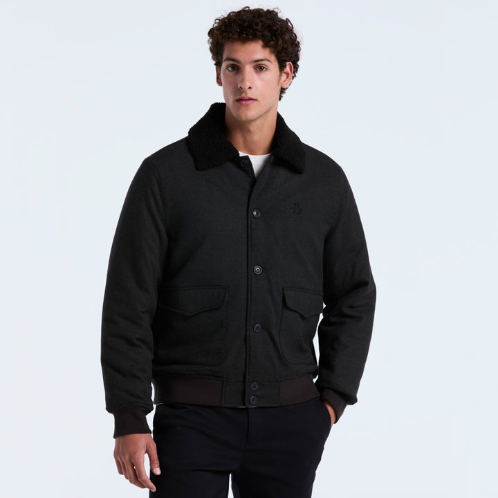 Chamarra Bomber Faux Con Cuello Mandala