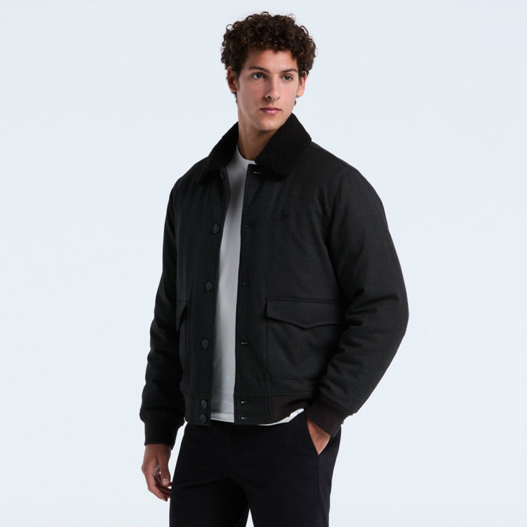 Chamarra Bomber Faux Con Cuello Mandala