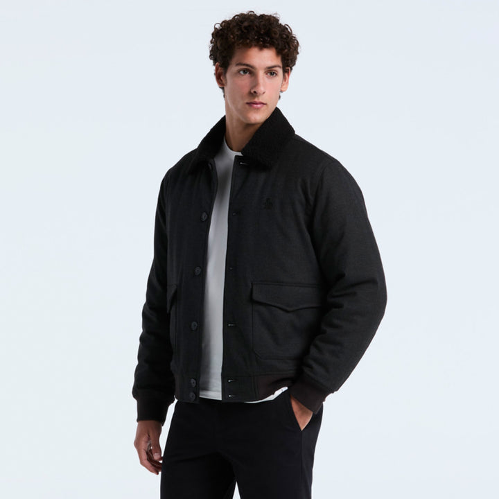 Chamarra Bomber Faux Con Cuello Mandala